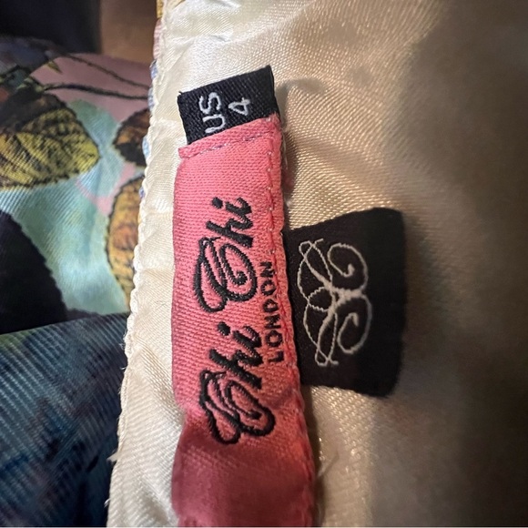 CHI CHI LONDON Strapless FLORAL Midi DRESS PINK US 4 (S/M) + Straps - Picture 9 of 9